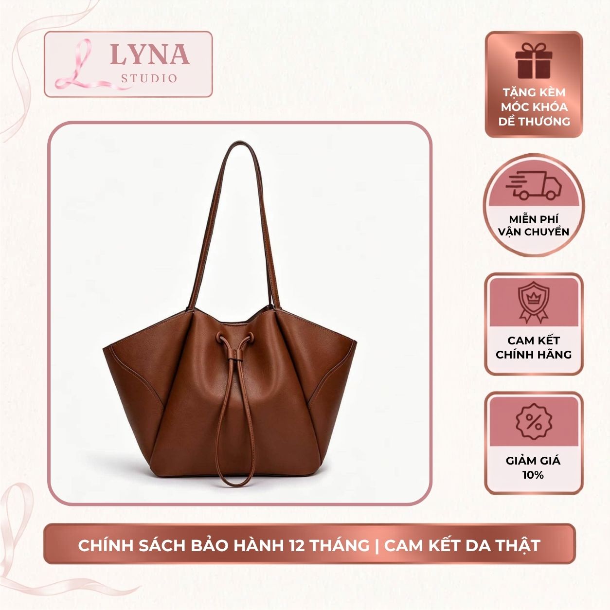 Túi Tote Da Nữ Drawstring Muse LYNA Studio 1 Túi Tote Da Nữ Drawstring Muse